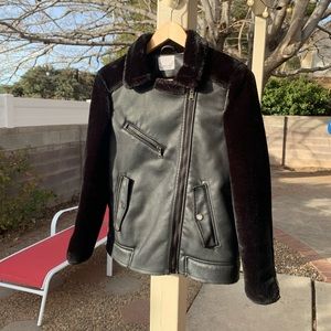 Zara Kids moto faux black leather and shearling size US 14 ( European 164)